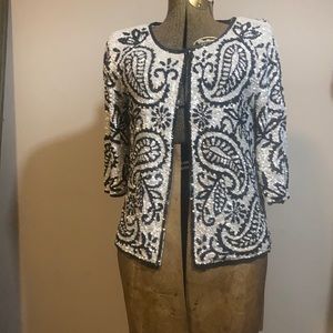 Calypso St Barth black and white light weight sequin jacket with cotton lining